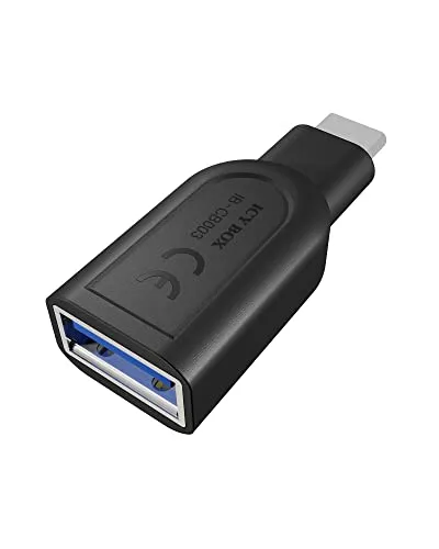 ICY BOX USB-C Adapter (USB 3.0 A Buchse zu USB-C 3.0 Stecker), Plug & Play, Bis zu 5 Gbit/s, schwarz