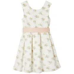 vertbaudet Minikleid Mädchen Festkleid - Rosa Bedruckt - Kleider für Mädchen, aus 100% Baumwolle, perfekt für festliche Anlässe und bequem in der Pflege.