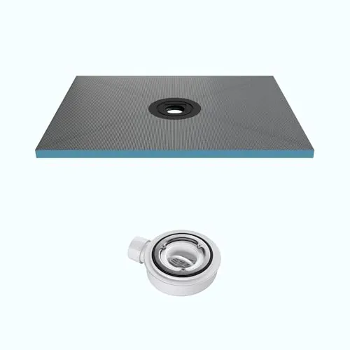 Mai & Mai Duschelement 100x120cm - Befliesbares Duschboard mit Ablaufgarnitur - Duschkabinen & -wände, befliesbares Duschelement aus XPS-Material, wasserfest und schimmelresistent, mit schneller Abflussrate von 35 l/min für ein stets frisches Badezimmer.