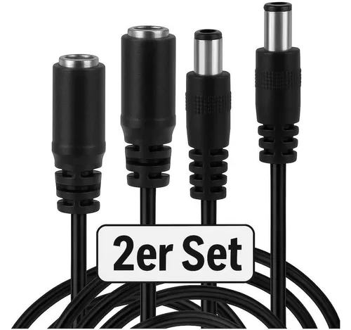 Wicked Chili 3m Netzteil Verlängerungskabel für Hue Play Lightbar (2er Set schwarz) Verlängerungskabel, Hohlstecker , Hohlsteckerbuchse  (300 cm), 3m DC-Verlängerungskabel für Philips Hue Play Lightbar color ambience