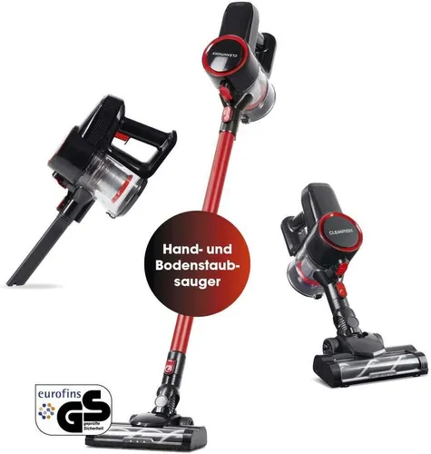 CLEANmaxx Akku-Zyklon-Staubsauger 22,2V - Kabelloser 2-in-1 Staubsauger mit beutelloser Zyklon-Technologie und leistungsstarkem 22,2 V Akku für bis zu 45 Minuten Betrieb – perfekt für ein sauberes Zuhause!