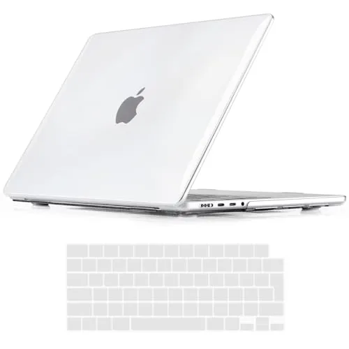 iNeseon Hülle Kompatibel mit 2021-2024 MacBook Pro 14 Zoll M4 M3 M2 M1 Pro/Max A3112 A3185 A3401 A2918 A2992 A2779 A2442, Plastik Hartschale Schutzhülle Case und Tastaturschutz, Kristallklar