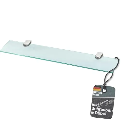 bonsport Glasregal Wandregal für Badezimmer Klarglas - Glas Regal aus 6 mm Sicherheitsglas 60cm - Glasablage Glasregalboden Badablage
