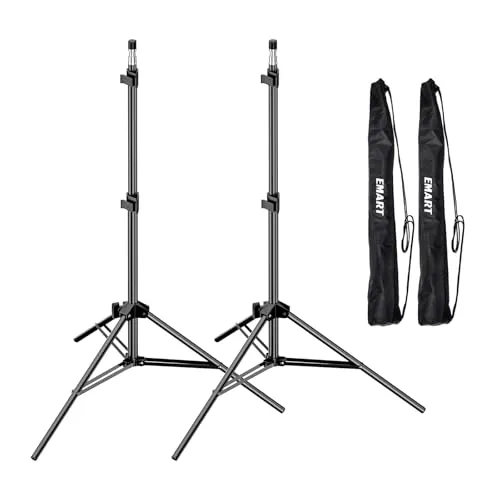 EMART 210cm Lichtstativ Stabil Lampenstativ Aluminium-Stativständer Licht Stativ tragbares Beleuchtungsstativ 5 kg Traglast, 1/4 Zoll Schraube Light Stand für Studio Kits, Softbox-2 Stück