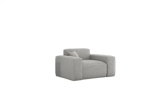 Designersessel CELES PREMIUM in Sven Hellgrau - Moderner Sessel für Ihr Wohnzimmer, aus hochwertigem Stoff mit einem Zierkissen. Komfortabel und stilvoll, ideal für entspannte Stunden.