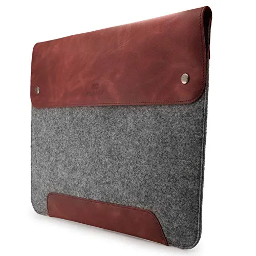 MegaGear MacBook-Tasche aus echtem Leder und Fleece, Laptop-Hülle für MacBook Pro und MacBook Air Hülle – 16 Zoll – 15 Zoll – 15,5 Zoll (M2, M2 Pro, M2 Max, M1) Modelle 2020, 2021, 2022 und 2023