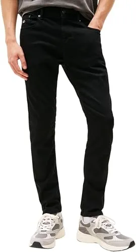 Tommy Jeans Austin Slim Tprd Dh4288 - Herren Denim Black, 33W/30L - Jeans im Slim Tapered Fit, ideal für Büro und Alltag. Hoher Tragekomfort durch Stretchanteil und lässiges Design. Ein zeitloser Klassiker mit gestickter Tommy Jeans Flag.
