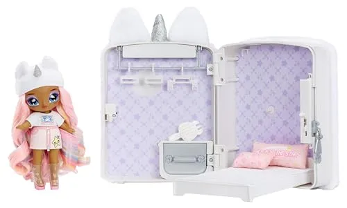 Na! Na! Na! Surprise 3-in-1 Backpack Bedroom - Einhorn Spielset mit Modepuppe Whitney Sparkles, inkl. flauschigem Rucksack und Zubehör für kreative Spielstunden ab 4 Jahren