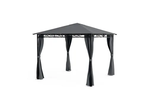 blumfeldt Pavillon Mondo 3x3 – Dunkelgrau - Pavillon für Garten und Terrasse, ideal als Grillpavillon für Familien- und Freundestreffen, robustes Stahlgestell und wasserabweisendes Polyesterdach