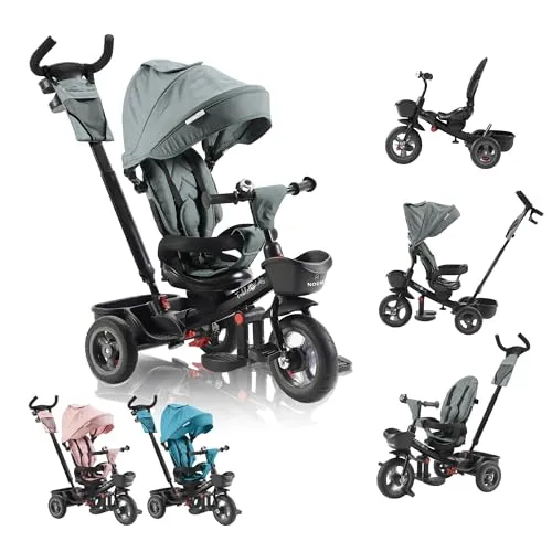 FableKids 5in1 Dreirad Noemi - Multifunktionales Dreirad für Kinder ab 18 Monaten, sicher und komfortabel mit Schubstange, PU-Reifen und praktischem Zubehör