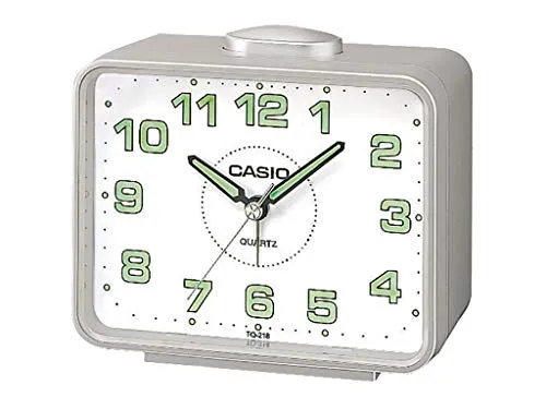 Casio TQ-218-8EF Wecker - Wecker mit grauem Resin-Gehäuse, ideal für präzises Aufwachen und stilvolle Raumgestaltung.