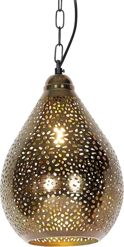 Qazqa Maru 5 - Orientalische Pendellampe in Schwarz mit Kupfer - Hängeleuchte für Wohnzimmer und Schlafzimmer, dimmbar und elegant im orientalischen Design. Ideal für stimmungsvolle Innenbeleuchtung.