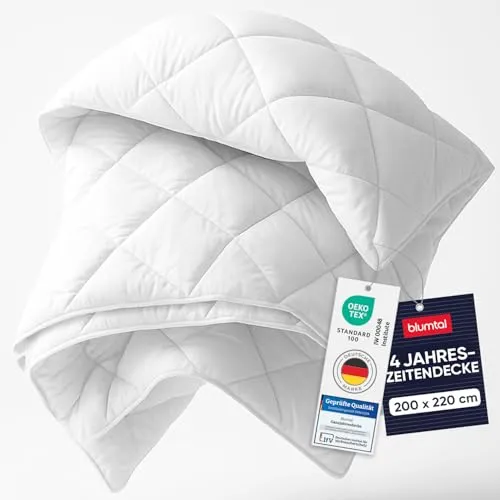 Blumtal 4 Jahreszeiten Bettdecke 200x220 cm - Kuschelige Winterdecke - Bettdecken: Blumtal Winterdecke mit 400gsm für warmen Schlaf im Winter, pflegeleicht waschbar bis 95°C und mit praktischen Eckschlaufen gegen Verrutschen.