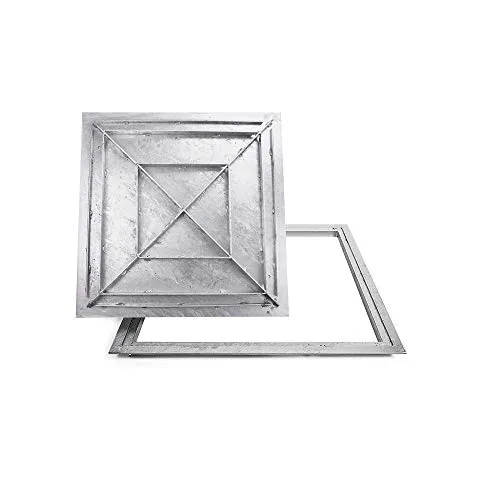 SAB-70 Stahl Schachtabdeckung verzinkt befahrbar 700 x 700 mm Tränenblech Schachtdeckel Deckel mit Rahmen Kanalschacht quadratisch eckig