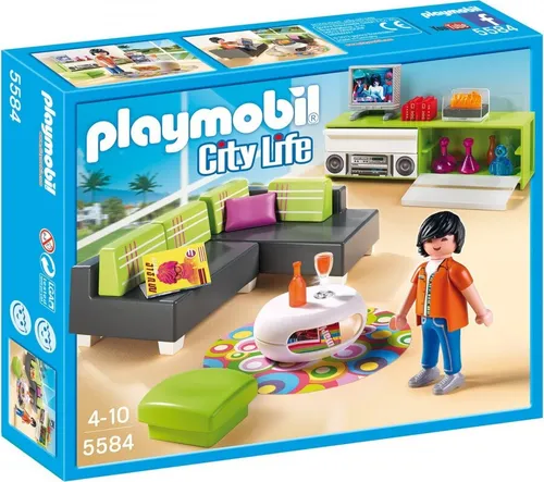 Playmobil® Spielwelt Wohnzimmer - Playmobil Set für kreative Spielstunden, ideal ab 3 Jahren, fördert die Fantasie mit buntem Zubehör und einfacher Anleitung.
