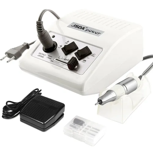 JSDA Maniküre-Pediküre-Set JD500W - Hochwertiges Maniküre-Pediküre-Set mit 30000 U/min, inklusive Fußpedal und 4 Bits für professionelle Ergebnisse zu Hause.