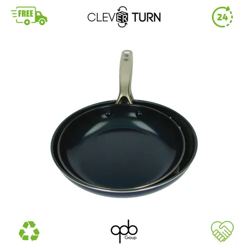 Blaues Bratpfannenset 24 und 28 cm mit Nicht-Stick-Beschichtung Keramik | Pfanne