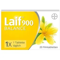 Laif 900 Balance Filmtabletten für Ihr seelisches Gleichgewicht - Pflanzliches Arzneimittel zur Unterstützung des seelischen Gleichgewichts. Hilft bei Stimmungstiefs, fördert Lebensfreude und sorgt für erholsamen Schlaf – ganz ohne Abhängigkeit.