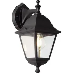 Außenwandleuchte hängend 1-flammig 31x14 cm schwarz - Elegante hängende Wandleuchte für Außenbereiche, schützt vor Witterungseinflüssen (IP 44) und sorgt für stilvolle Beleuchtung. Ideal für Eingangsbereiche oder Terrassen.