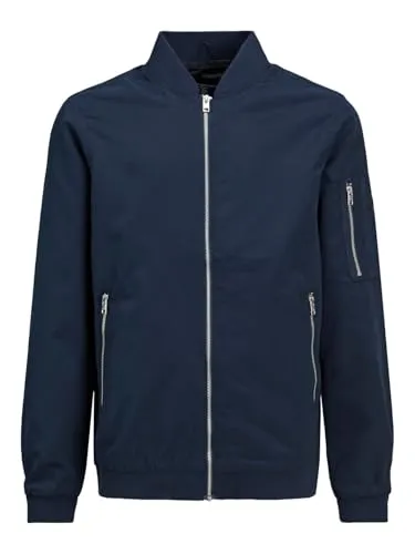 JACK & JONES Boy Bomberjacke Navy Blazer - Stylische Bomberjacke für Jungs mit bequemen Strickbündchen und praktischem Reißverschluss. Ideal für lässige Outfits in eleganter Optik.