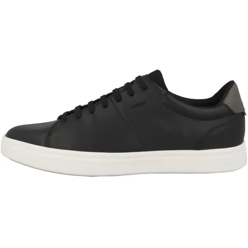 Sneaker GEOX "U BALTMOORE", Herren, Gr. 46, schwarz, Leder, Synthetik, Textil, casual, Schuhe, Retro Sneaker, Schnürschuh mit farblich abgesetzter Ferse