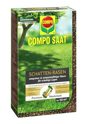 COMPO SAAT Schatten-Rasen - Hochwertige Rasensamen-Mischung mit Keimbeschleuniger, ideal für schattige Lagen und schnelle Dichte