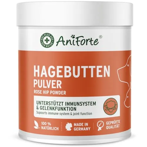 AniForte Hagebuttenpulver für Hunde & Katzen 500g – 100% Hagebutten, reich an Vitamin C, zur Unterstützung des Immunsystems