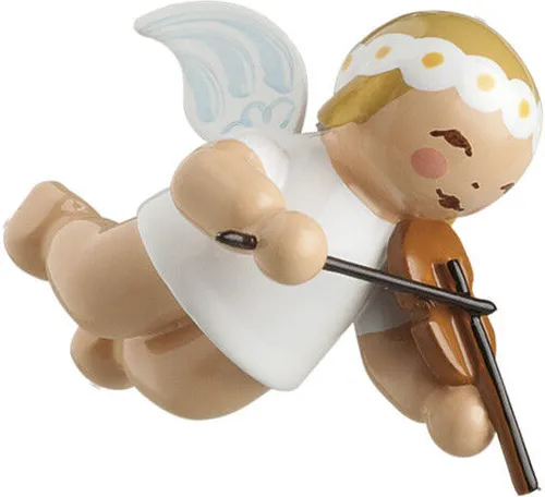 Wendt & Kühn Schwebeengel klein mit Geige - Nussknacker: Handgefertigter Engel mit Geige, der schwerelos schwebt und Ihr Zuhause mit himmlischem Zauber und Musik erfüllt – ein perfektes Geschenk für Sammler und Weihnachtsliebhaber.