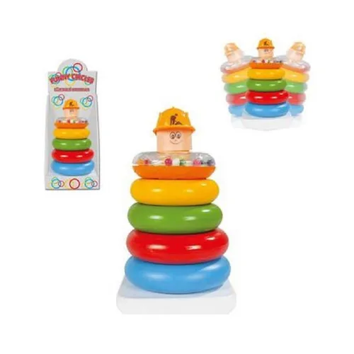 Pilsan bunter Stapelturm 03267 – Stapelspaß für Kinder - Stapelspiele mit 5 bunten Ringen, fördert die motorischen Fähigkeiten und die Farberkennung von Kleinkindern.