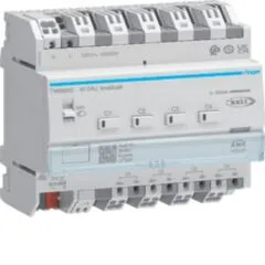 Hager Tehalit TYAS664D DALI Aktor 4-fach KNX easy - KNX/DALI Aktor für die einfache Einbindung von bis zu 94 DALI-Geräten, ideal für moderne Lichtsteuerung mit RGB(T)W und umfassenden Steuerungsfunktionen.