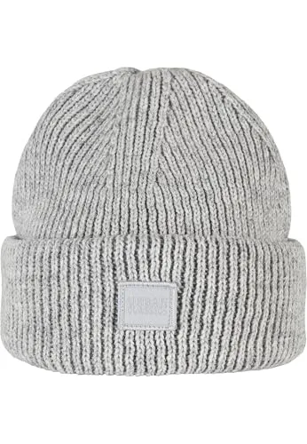 Urban Classics Unisex Knitted Wool Beanie M TZE - Heathergrey, Einheitsgröße - Strickmütze aus hochwertiger Wolle mit breitem Umschlag, ideal für kalte Tage. Stylisches Design mit Urban Classics Label, perfekt für trendbewusste Herren.