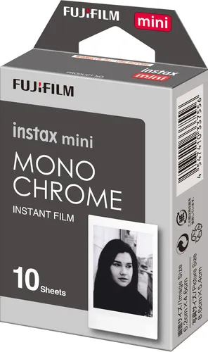 INSTAX Mini Instant Film Monochrom - 10 Schwarz-Weiß-Bilder für alle instax mini Kameras, ideal für kreative Fotografie und sofortige Ergebnisse