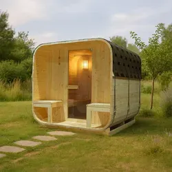 Artsauna Fasssauna Nolvik XXL - 6 Personen mit 8 kW Ofen - Sauna für 6 Personen im modernen Cube Design, bietet entspannende Wellness-Momente im eigenen Garten – mit leistungsstarkem 8 kW Ofen für bis zu 100 °C.