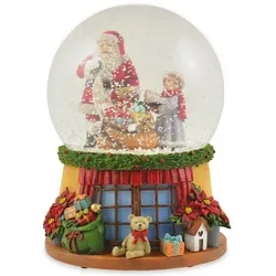 RIFFELMACHER & WEINBERGER Schneekugel Spieluhr "Weihnachtsmann mit Teddy" 14 cm - 72284, Advent Weihnachtsdekoration bunt