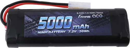 Gens ace Modellbau-Akkupack 7.2 V 5000 mAh - Akkus für Modellbau, leistungsstarker NiMH-Akkupack mit 5000 mAh für lange Laufzeiten und Hard Case für optimalen Schutz.