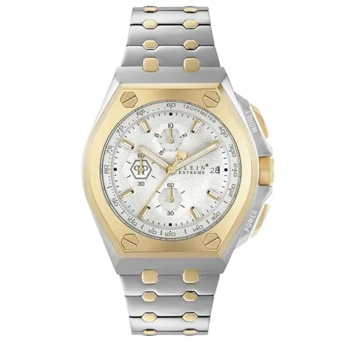 Philipp Plein Watch PWGAA0421 - Armbanduhren für Herren, luxuriöser Chronograph mit Edelstahl-Gehäuse und goldfarbener Lünette, perfekt für stilbewusste Männer.