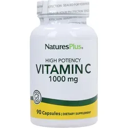 Natures Plus Vitamin C 1000 mg - 90 Kapseln - Hochwertiges Nahrungsergänzungsmittel mit 1000 mg Vitamin C pro Kapsel. Unterstützt den Energiestoffwechsel und die Funktion des Nervensystems. Ideal für die tägliche Einnahme.