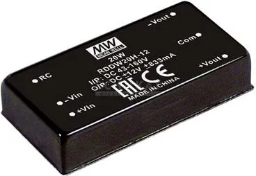 Mean Well RDDW20H-12 DC/DC-Wandler 20W mit 2 Ausgängen - Kompakter DC/DC-Wandler im DIP/DIL 2x1 Zoll Gehäuse für die Leiterplattenmontage. Hohe Effizienz bis 89% und umfassender Schutz gegen Kurzschluss und Überlast.