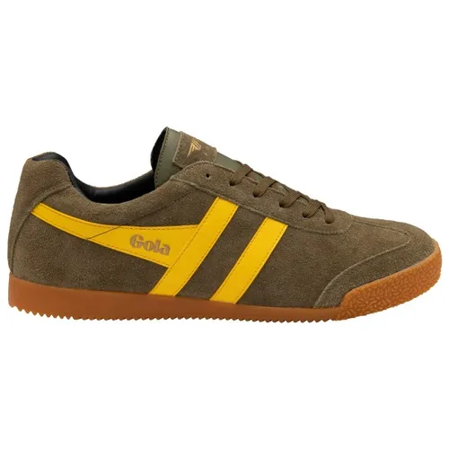 Gola Harrier Sneaker Men khaki/sun/black - Freizeitschuhe & Sneaker für Herren im Retro-Stil, inspiriert vom Originalentwurf von 1968, aus hochwertigem Leder oder Wildleder, ideal für stilvolle Freizeitlooks.