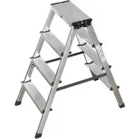 Krause Stehleiter Monto Dopplo, 120335 - Aluminium mit 2 x 4 Stufen - Leiter für bis zu 150 kg, maximale Arbeitshöhe 2,45 m. Beidseitig begehbar, stabil und platzsparend klappbar. Ideal für sichere Arbeiten in Höhe.