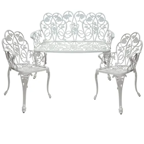 abc HOME | Gartenmöbel Set | Gartentisch | Gartenstühle | Gartenbank | Aluminiumguss | Jugendstil (3-TLG., 3, 3-TLG. Set)