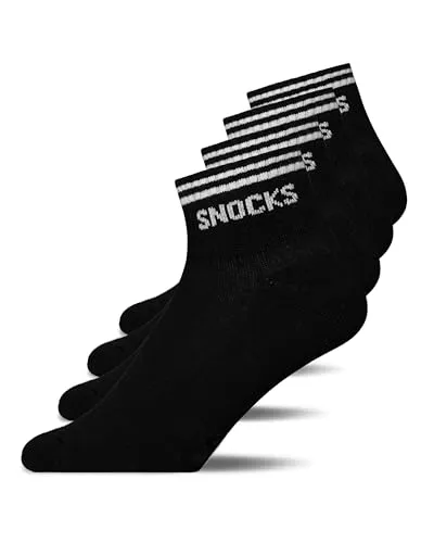 Snocks Retro Sneaker Socken (4 Paar) - Knöchelsocken mit Streifen für Herren & Damen - 43-46 - Stylische knöchelhohe Sneaker Socken in Retro-Design, ideal für Sport und Freizeit. Aus 84% hochwertiger Bio-Baumwolle gefertigt, bieten sie optimalen Komfort und ein angenehmes Tragegefühl.