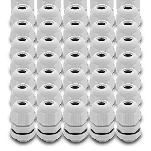 ARLI Kabelverschraubungen M12 x 1,5 mm metrisch IP68 20x M 12 Kabel Verschraubung 3-6,5 mm grau Gegenmutter wasserdicht Kunststoff 20 Stück