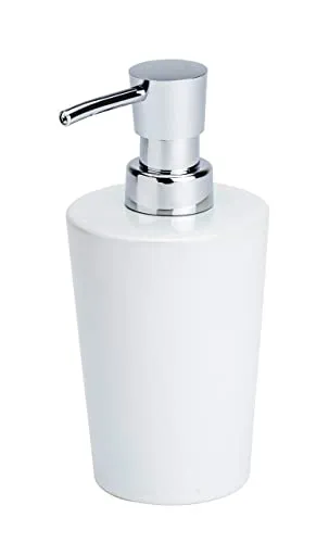 WENKO Keramik Seifenspender Coni Weiß, nachfüllbar - Seifenspender aus hochwertiger Keramik, nachfüllbar mit bis zu 300 ml, vereint Funktionalität und elegantes Design für jedes Bad oder Gäste-WC.