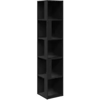 vidaXL Eckregal Schwarz 33x33x164,5 cm - Stylisches Eckregal aus Holzwerkstoff mit 5 Fächern für platzsparende Aufbewahrung, ideal für Wohnzimmer, Schlafzimmer oder Büro.