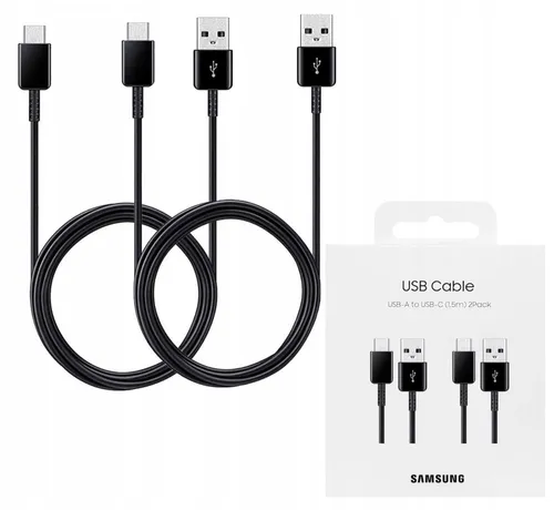 Samsung USB-A-zu-USB-C-Kabel (2er-Pack) schwarz EP-DG930MBE - Originales 1,5m Kabel, schnelle Datenübertragung und zuverlässiges Aufladen für alle USB-C- und USB-A-Geräte