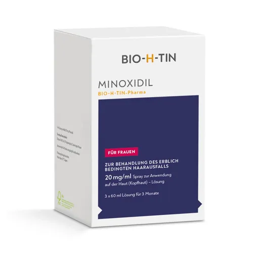 Minoxidil Bio-H-Tin Pharma 20mg/ml Lösung 180 ML - Arzneimittel gegen Haarausfall, regt das Nachwachsen neuer Haare an und fördert das Haarwachstum bei Männern und Frauen.
