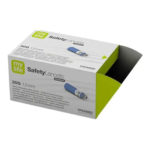 MYLIFE SafetyLancets Comfort Sicherheitsnadeln - 100 St. - Hochwertige MYLIFE SafetyLancets Comfort Sicherheitsnadeln, ideal für die sichere Anwendung. Praktische Verpackung mit 100 Stück für den täglichen Bedarf in der medizinischen Pflege.