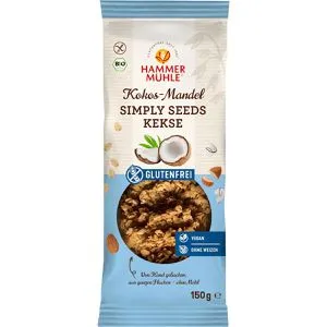Hammermühle Kekse Simply Seeds Kokos-Mandel, BIO, gluten-, laktosefrei & vegan, 150 g