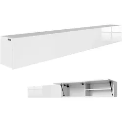 PLATAN ROOM Badschrank 240 cm - Moderner Hängeschrank in Hochglanz Weiß - Hängeschrank fürs Bad, 240 cm breit, mit Push-to-Open-Funktion für einen minimalistischen Look und platzsparende Wandmontage.